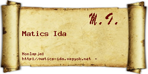 Matics Ida névjegykártya